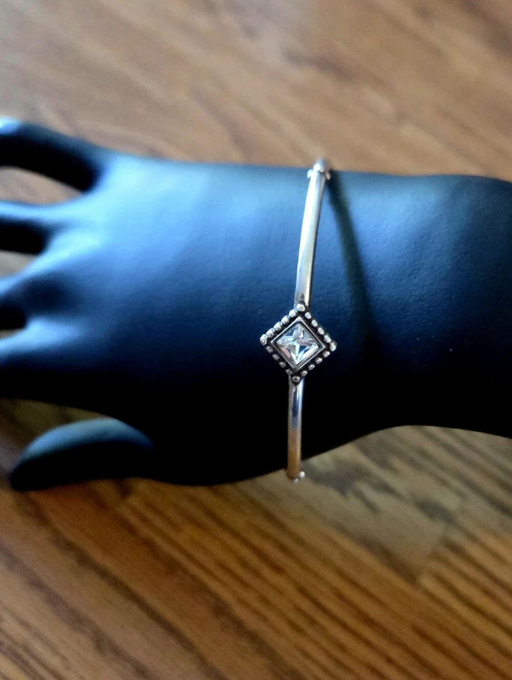 BRIGHTON "Twinkle Trio" Slim Crystal And Silver Bangle Bracelet WEDDING GUEST! - Picture 8 of 8